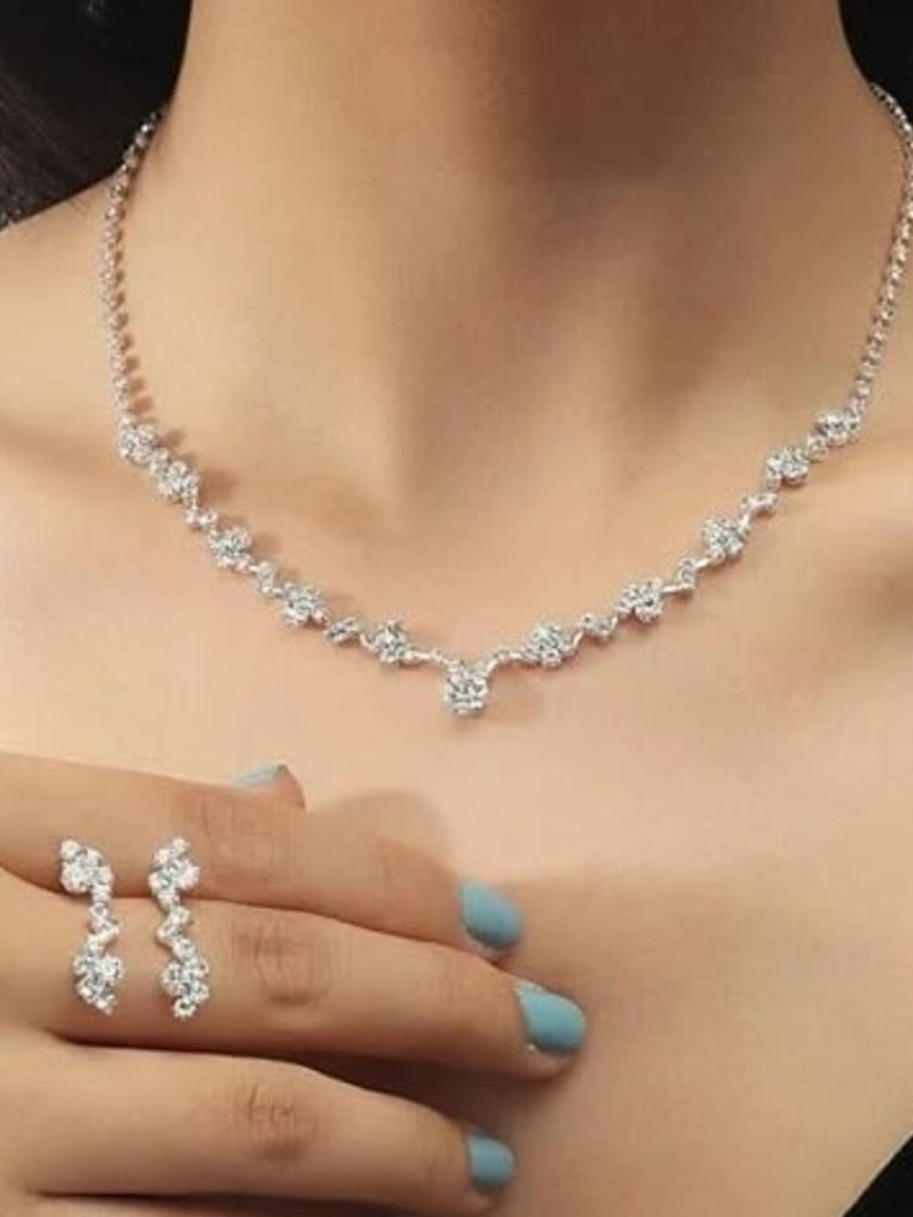 Crystal Wedding Jewelry Set, Necklace Earrings, for Accessories